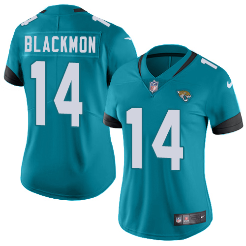 Jacksonville Jaguars #14 Justin Blackmon Teal Green Alternate Women's Stitched Vapor Untouchable Limited Jersey Womens cheap jerseys for sale - CheapJerseys.Shop