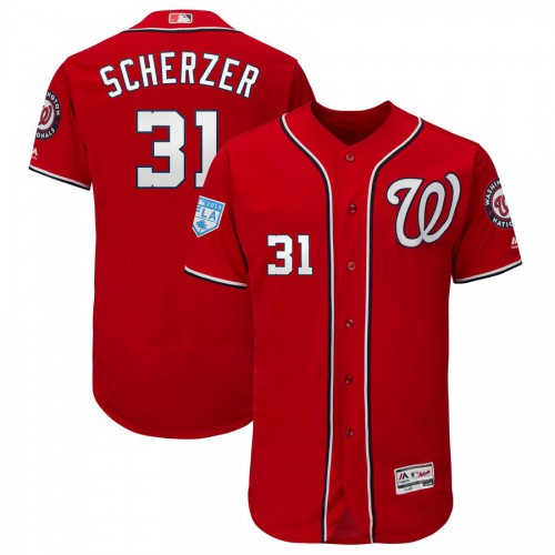 Washington Nationals #31 Max Scherzer Red Alternate 2019 Spring Training Flex Base Stitched Jersey Men's cheap jerseys for sale - CheapJerseys.Shop