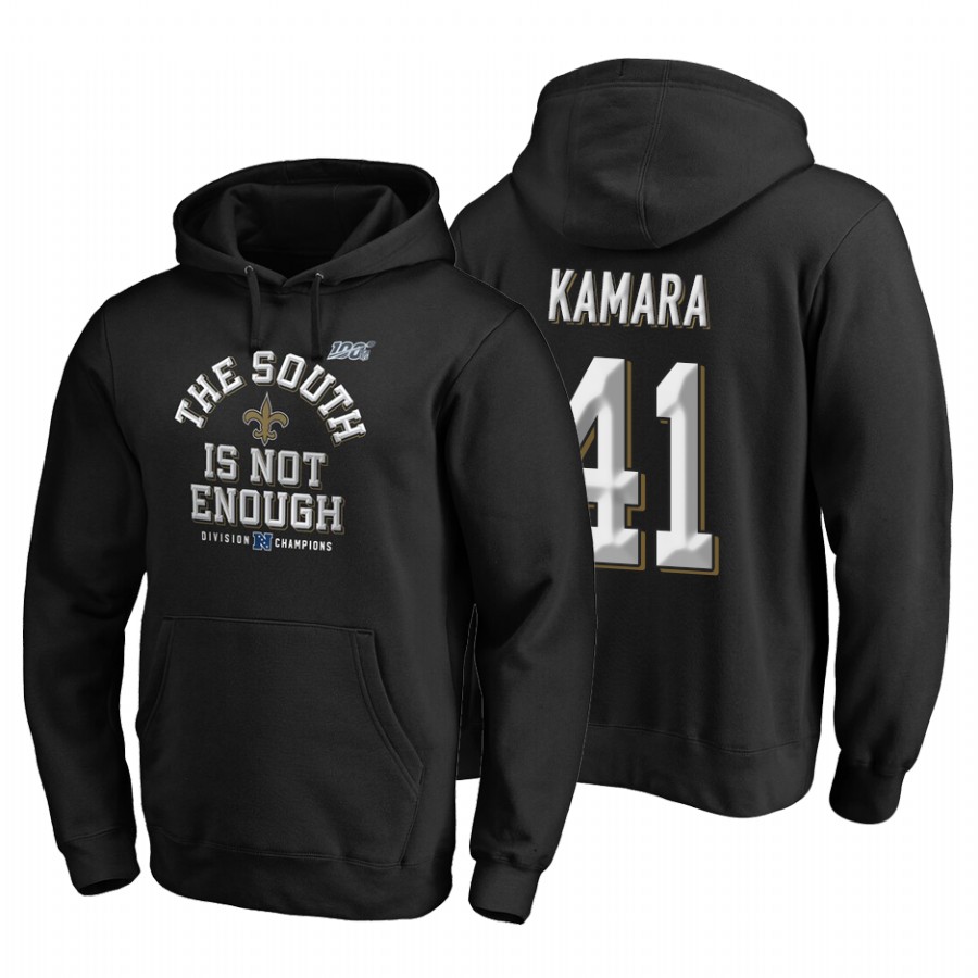 New Orleans Saints #41 Alvin Kamara 2019 NFC South Division Champions Black Cover Two Hoodie cheap jerseys for sale - CheapJerseys.Shop