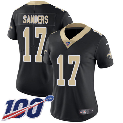 New Orleans Saints #17 Emmanuel Sanders Black Team Color Women's Stitched 100th Season Vapor Untouchable Limited Jersey Womens cheap jerseys for sale - CheapJerseys.Shop
