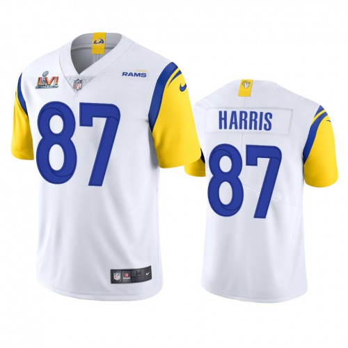 Los Angeles Los Angeles Rams #87 Jacob Harris Men's Super Bowl LVI Patch Alternate Vapor Limited Jersey - White Men's cheap jerseys for sale - CheapJerseys.Shop