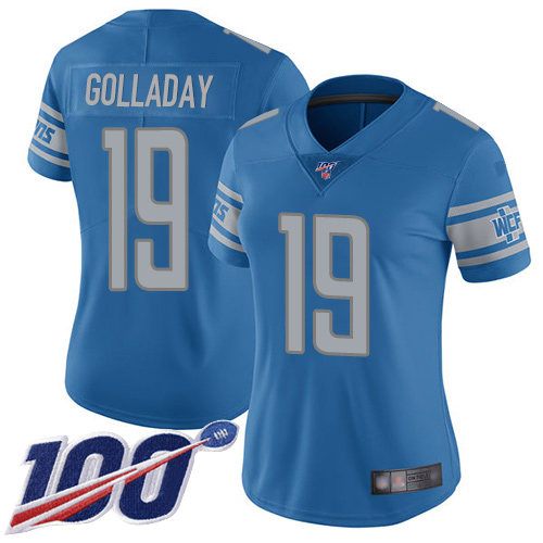 Detroit Lions #19 Kenny Golladay Blue Team Color Women's Stitched 100th Season Vapor Limited Jersey Womens cheap jerseys for sale - CheapJerseys.Shop