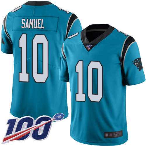 Carolina Panthers #10 Curtis Samuel Blue Alternate Men's Stitched 100th Season Vapor Limited Jersey Men's cheap jerseys for sale - CheapJerseys.Shop