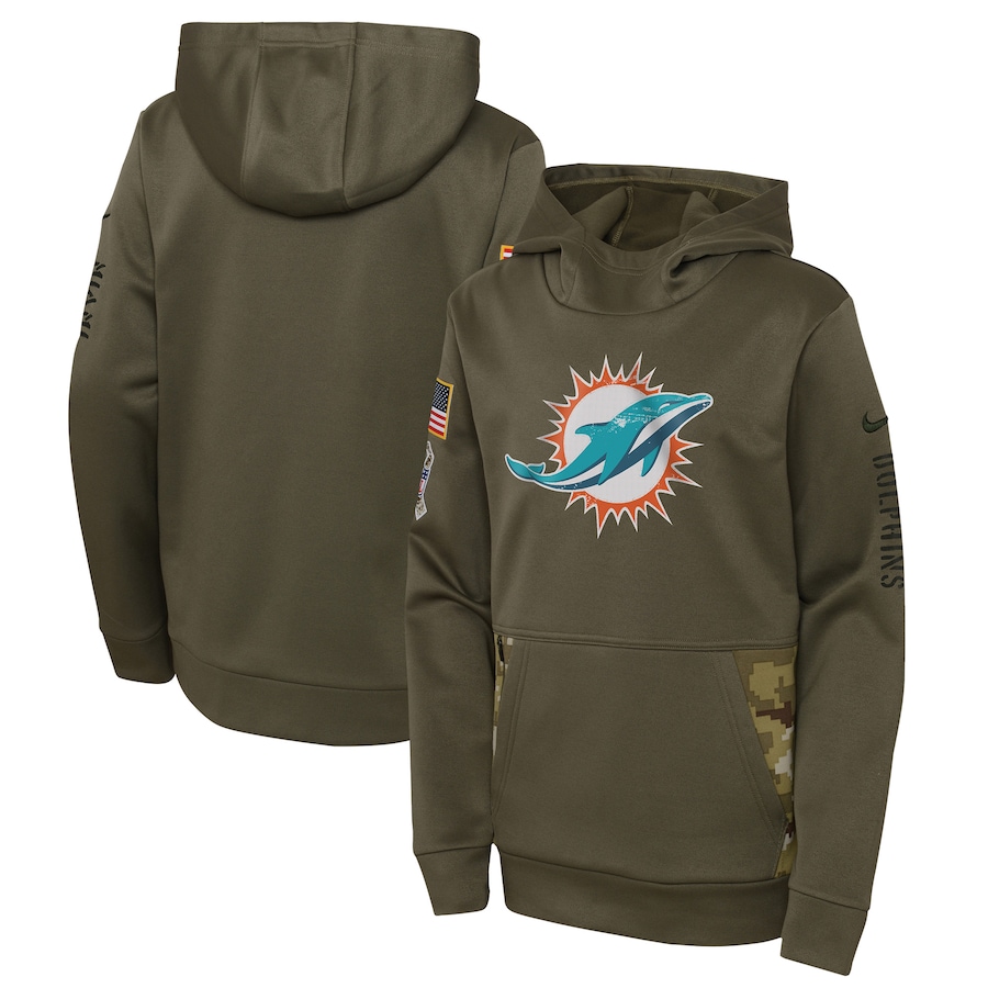 Miami Dolphins Youth 2022 Salute To Service Performance Pullover Hoodie - Olive cheap jerseys for sale - CheapJerseys.Shop