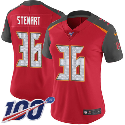 Tampa Bay Buccaneers #36 M.J. Stewart Red Team Color Women's Stitched 100th Season Vapor Untouchable Limited Jersey Womens cheap jerseys for sale - CheapJerseys.Shop