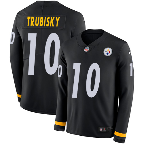 Steelers #10 Mitchell Trubisky Black Team Color Men's Stitched Limited Therma Long Sleeve Jersey cheap jerseys for sale - CheapJerseys.Shop