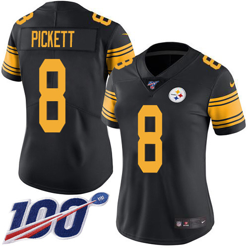 Steelers #8 Kenny Pickett Black Women's Stitched Limited Rush 100th Season Jersey cheap jerseys for sale - CheapJerseys.Shop