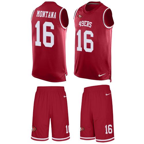 49ers #16 Joe Montana Red Team Color Men's Stitched Limited Tank Top Suit Jersey cheap jerseys for sale - CheapJerseys.Shop