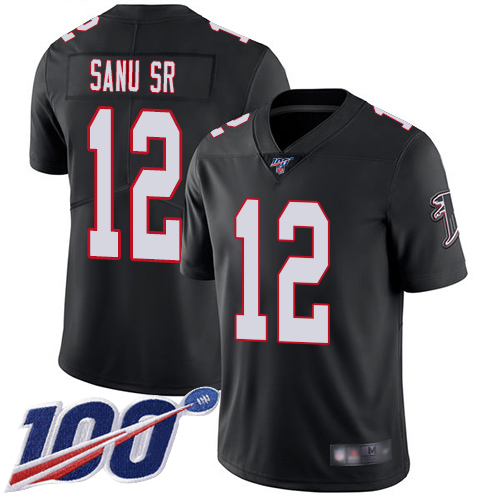 Atlanta Falcons #12 Mohamed Sanu Sr Black Alternate Men's Stitched 100th Season Vapor Limited Jersey Men's cheap jerseys for sale - CheapJerseys.Shop
