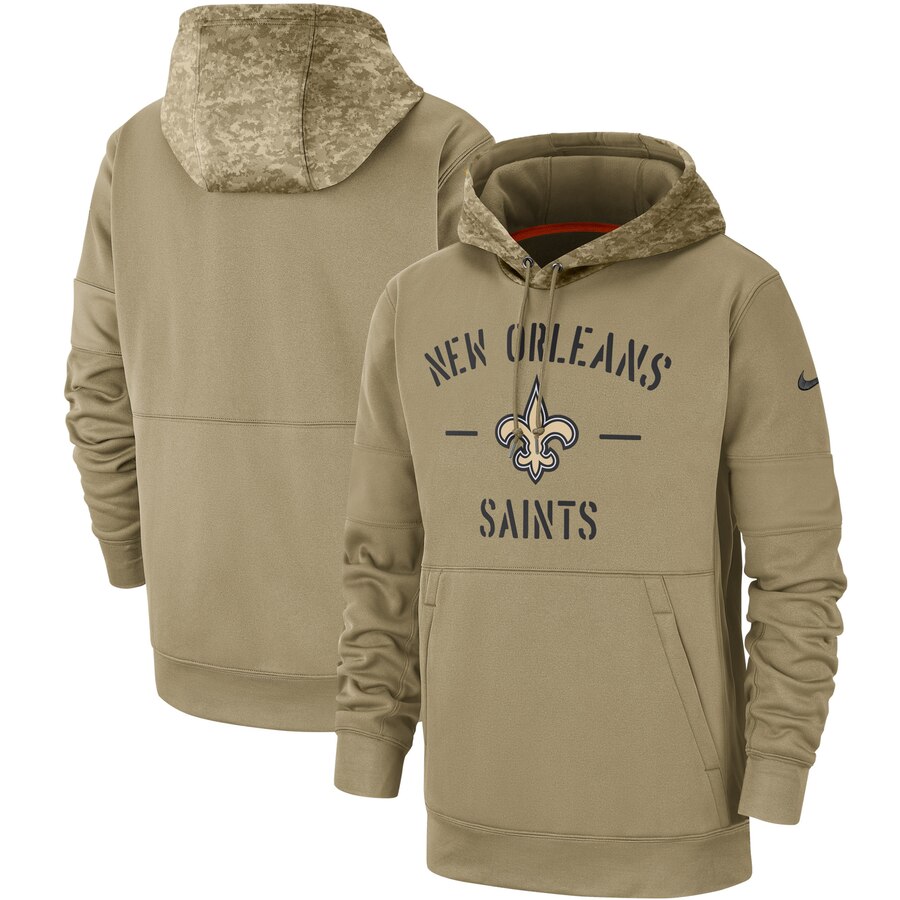 Men's New Orleans Saints Tan 2019 Salute To Service Sideline Therma Pullover Hoodie cheap jerseys for sale - CheapJerseys.Shop
