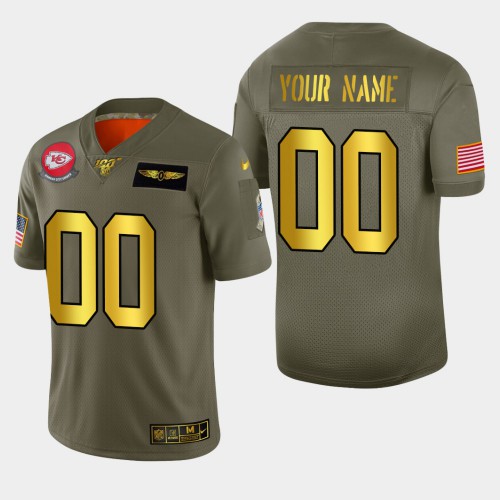 Kansas City Chiefs Custom Men's Olive Gold 2019 Salute to Service Limited 100 Jersey cheap jerseys for sale - CheapJerseys.Shop