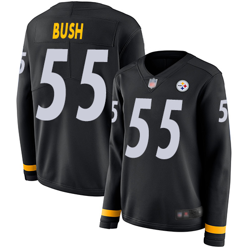 Pittsburgh Steelers #55 Devin Bush Black Team Color Women's Stitched Limited Therma Long Sleeve Jersey Womens cheap jerseys for sale - CheapJerseys.Shop