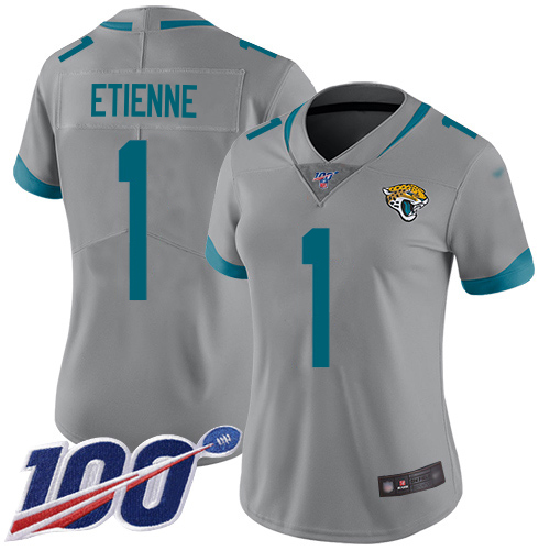 Jaguars #1 Travis Etienne Silver Women's Stitched Limited Inverted Legend 100th Season Jersey cheap jerseys for sale - CheapJerseys.Shop