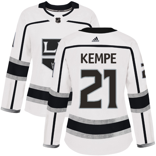 Los Angeles Kings #21 Mario Kempe White Road Authentic Women's Stitched Jersey Womens cheap jerseys for sale - CheapJerseys.Shop