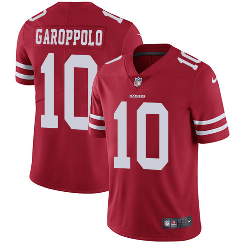49ers #10 Jimmy Garoppolo Red Team Color Youth Stitched Vapor Untouchable Limited Jersey cheap jerseys for sale - CheapJerseys.Shop