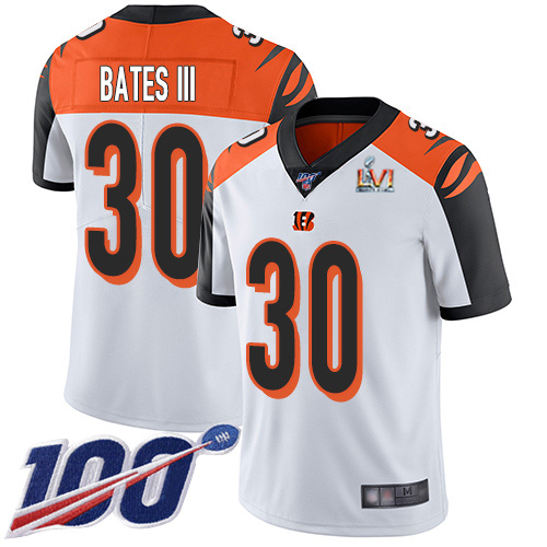 Bengals #30 Jessie Bates White Super Bowl LVI Patch Men's Stitched 100th Season Vapor Limited Jersey cheap jerseys for sale - CheapJerseys.Shop