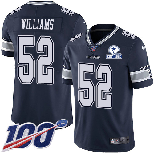 Dallas Cowboys #52 Connor Williams Navy Blue Team Color Men's Stitched With Established In 1960 Patch 100th Season Vapor Untouchable Limited Jerse cheap jerseys for sale - CheapJerseys.Shop