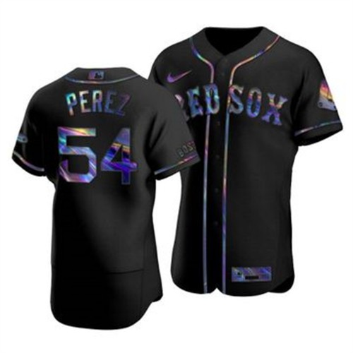 Boston Boston Red Sox #54 Martin Perez Men's Iridescent Holographic Collection Jersey - Black Men's cheap jerseys for sale - CheapJerseys.Shop