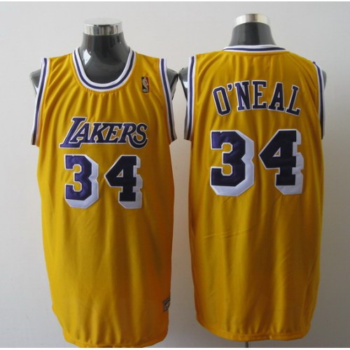 Mitchell And Ness Los Angeles Lakers #34 Shaquille ONeal Yellow Stitched Jersey Mens cheap jerseys for sale - CheapJerseys.Shop