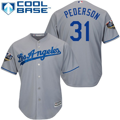 Los Angeles Dodgers #31 Joc Pederson Grey Cool Base 2018 World Series Stitched Youth Jersey Youth cheap jerseys for sale - CheapJerseys.Shop