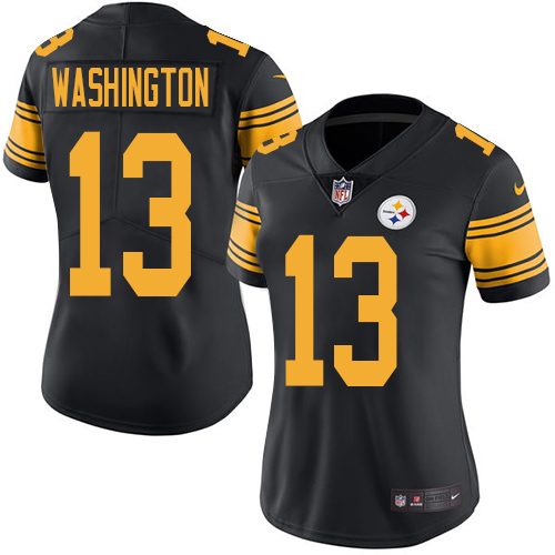 Pittsburgh Steelers #13 James Washington Black Women's Stitched Limited Rush Jersey Womens cheap jerseys for sale - CheapJerseys.Shop