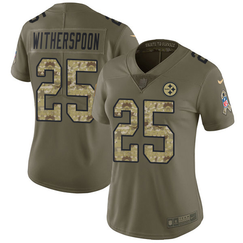 Steelers #25 Ahkello Witherspoon Olive/Camo Women's Stitched Limited 2017 Salute To Service Jersey cheap jerseys for sale - CheapJerseys.Shop