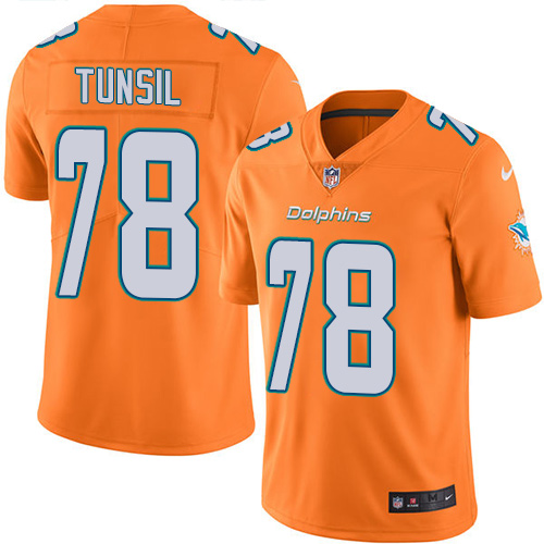 Miami Dolphins #78 Laremy Tunsil Orange Men's Stitched Limited Rush Jersey Men's cheap jerseys for sale - CheapJerseys.Shop