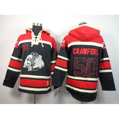 Chicago Blackhawks #50 Corey Crawford Black Sawyer Hooded Sweatshirt Stitched Jersey Men's cheap jerseys for sale - CheapJerseys.Shop