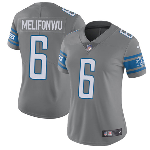 Lions #6 Ifeatu Melifonwu Gray Women's Stitched Limited Rush Jersey cheap jerseys for sale - CheapJerseys.Shop