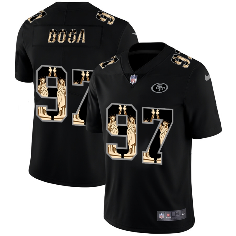 San Francisco 49ers #97 Nick Bosa Carbon Black Vapor Statue Of Liberty Limited Jersey cheap jerseys for sale - CheapJerseys.Shop