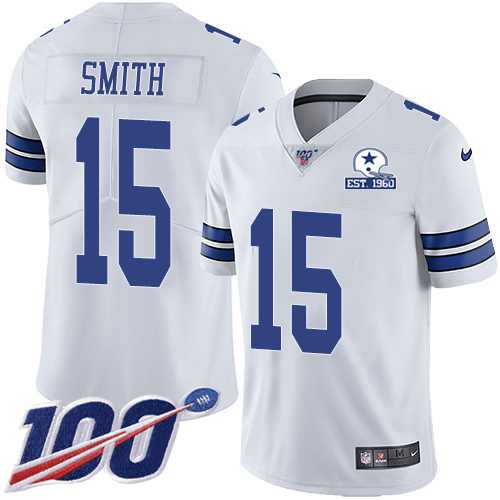 Dallas Cowboys #15 Devin Smith White Men's Stitched With Established In 1960 Patch 100th Season Vapor Untouchable Limited Jersey Men's cheap jerseys for sale - CheapJerseys.Shop