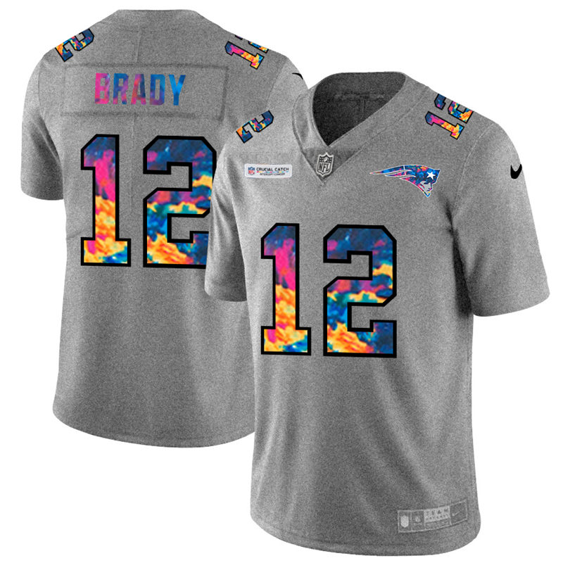 New England Patriots #12 Tom Brady Men's Multi-Color 2020 Crucial Catch Jersey Greyheather cheap jerseys for sale - CheapJerseys.Shop