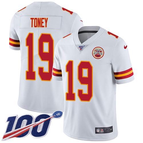Chiefs #19 Kadarius Toney White Youth Stitched 100th Season Vapor Limited Jersey cheap jerseys for sale - CheapJerseys.Shop