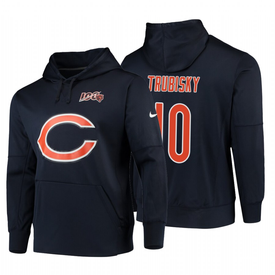 Chicago Bears #10 Mitchell Trubisky 100 Primary Logo Circuit Name & Number Pullover Hoodie Navy cheap jerseys for sale - CheapJerseys.Shop