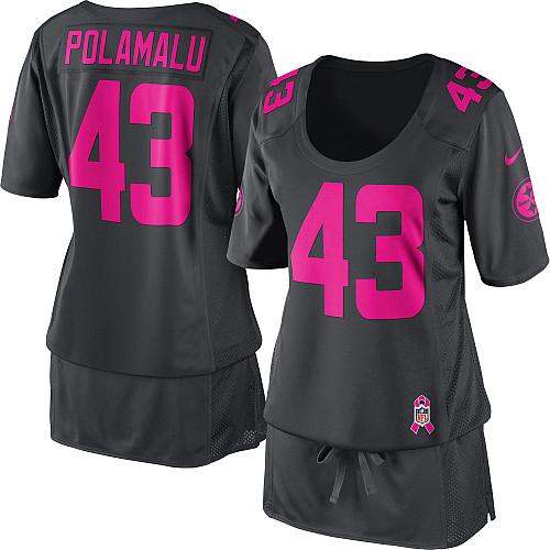 Steelers #43 Troy Polamalu Dark Grey Women's Breast Cancer Awareness Stitched Elite Jersey cheap jerseys for sale - CheapJerseys.Shop