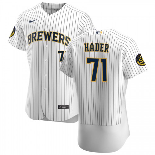 Milwaukee Milwaukee Brewers #71 Josh Hader Men's White Home 2020 Authentic Player Jersey Men's cheap jerseys for sale - CheapJerseys.Shop
