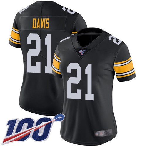 Pittsburgh Steelers #21 Sean Davis Black Alternate Women's Stitched 100th Season Vapor Limited Jersey Womens cheap jerseys for sale - CheapJerseys.Shop