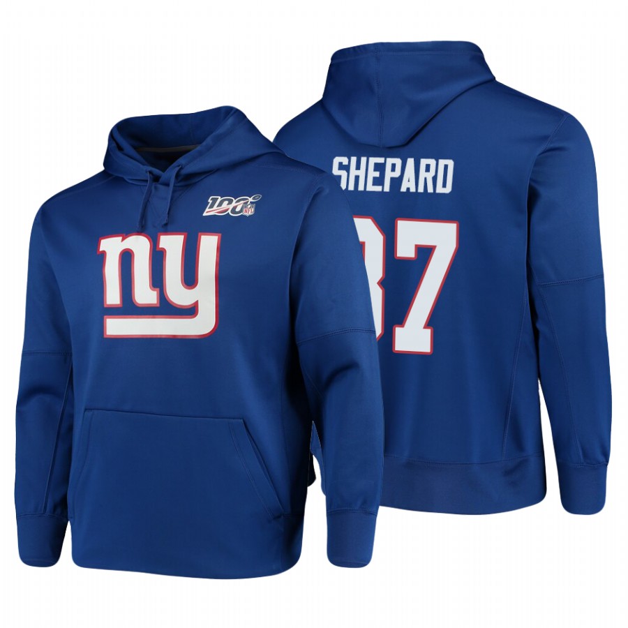 New York Giants #87 Sterling Shepard 100 Primary Logo Circuit Name & Number Pullover Hoodie Royal cheap jerseys for sale - CheapJerseys.Shop