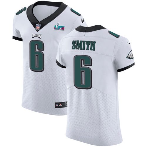 Eagles #6 DeVonta Smith White Super Bowl LVII Patch Men's Stitched New Elite Jersey cheap jerseys for sale - CheapJerseys.Shop
