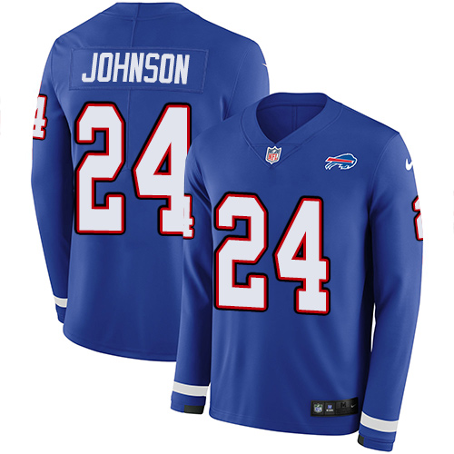 Buffalo Bills #24 Taron Johnson Royal Blue Team Color Men's Stitched Limited Therma Long Sleeve Jersey Men's cheap jerseys for sale - CheapJerseys.Shop