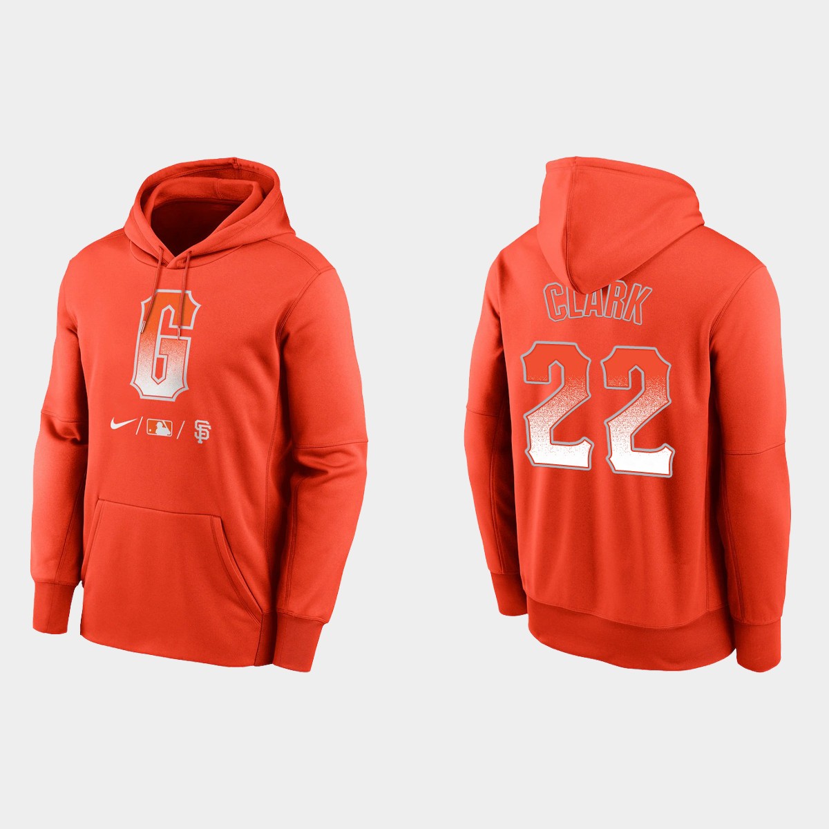 San Francisco Giants #22 Will Clark Men's 2021 City Connect Therma Pullover Orange Hoodie cheap jerseys for sale - CheapJerseys.Shop
