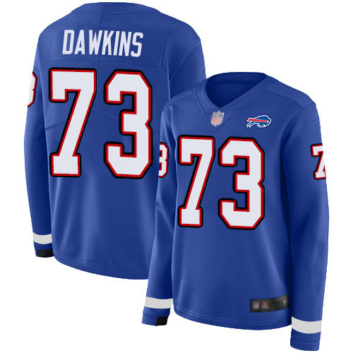 Bills #73 Dion Dawkins Royal Blue Team Color Women's Stitched Limited Therma Long Sleeve Jersey cheap jerseys for sale - CheapJerseys.Shop
