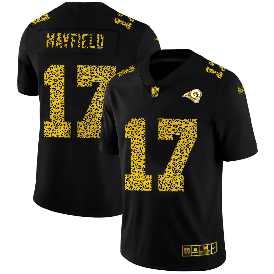 Los Angeles Rams #17 Baker Mayfield Men's Leopard Print Fashion Vapor Limited Jersey Black cheap jerseys for sale - CheapJerseys.Shop