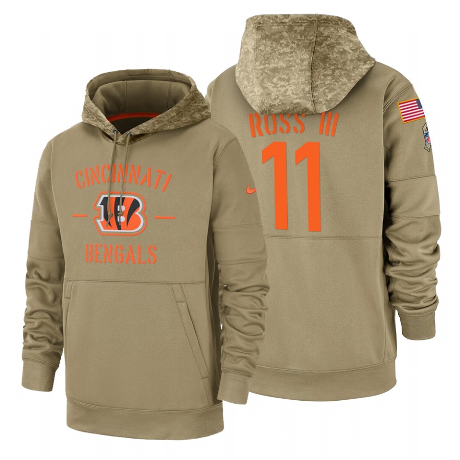 Cincinnati Bengals #11 John Ross III Tan 2019 Salute To Service Name & Number Sideline Therma Pullover Hoodie cheap jerseys for sale - CheapJerseys.Shop