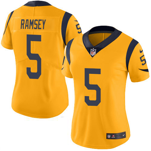 Rams #5 Jalen Ramsey Gold Women's Stitched Limited Rush Jersey cheap jerseys for sale - CheapJerseys.Shop