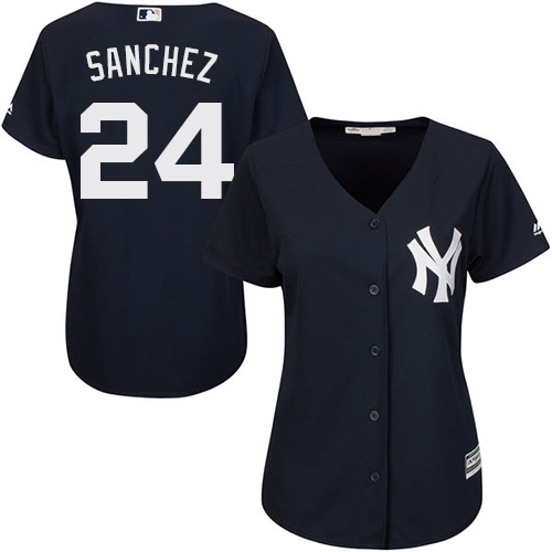 New York Yankees #24 Gary Sanchez Navy Blue Women's Alternate Stitched Jersey Womens cheap jerseys for sale - CheapJerseys.Shop