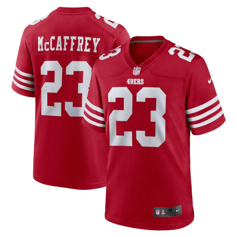 San Francisco 49ers #23 Christian McCaffrey Men's 2022 Player Game Jersey - Scarlet cheap jerseys for sale - CheapJerseys.Shop