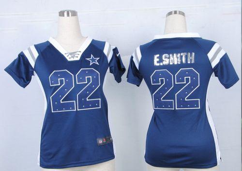 Cowboys #22 Emmitt Smith Navy Blue Team Color Women's Stitched Elite Draft Him Shimmer Jersey cheap jerseys for sale - CheapJerseys.Shop