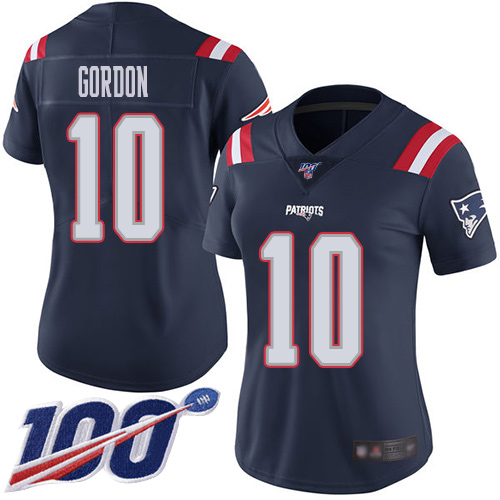 New England Patriots #10 Josh Gordon Navy Blue Women's Stitched Limited Rush 100th Season Jersey Womens cheap jerseys for sale - CheapJerseys.Shop