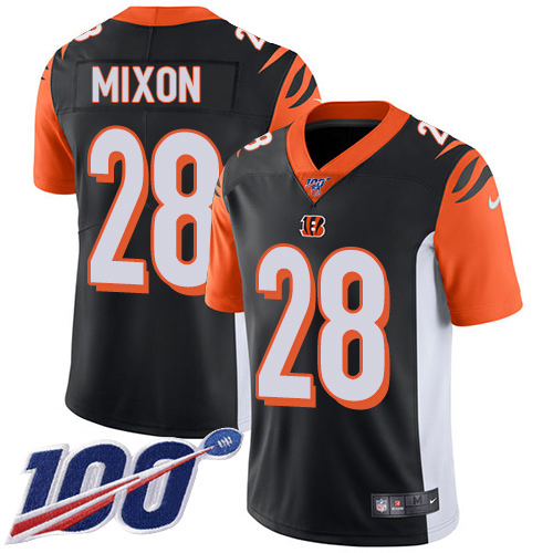 Bengals #28 Joe Mixon Black Team Color Youth Stitched 100th Season Vapor Limited Jersey cheap jerseys for sale - CheapJerseys.Shop